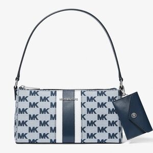 MICHAEL KORS Vincent Medium Logo Jacquard‎ Pochette with Card Case NWT
